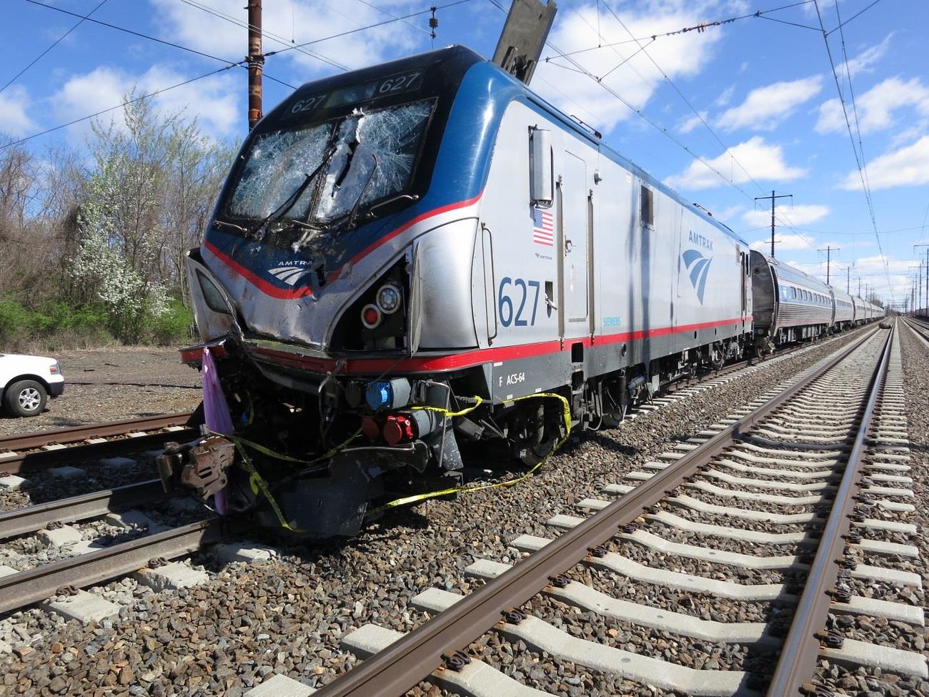 Passenger train struck a roadway